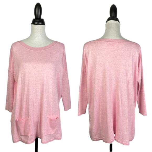 Lilly Pulitzer | Cobo Heather Pink Boatneck Oversized Lightweight Sweater - Picture 3 of 11